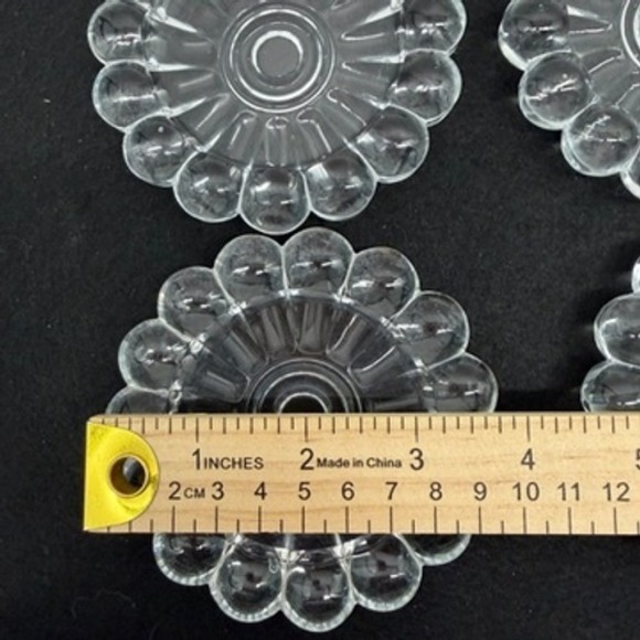 Set of 4 MCM Anchor Hocking Boopie Bubble Clear Glass Flower Sunburst Coasters - Picture 2 of 6